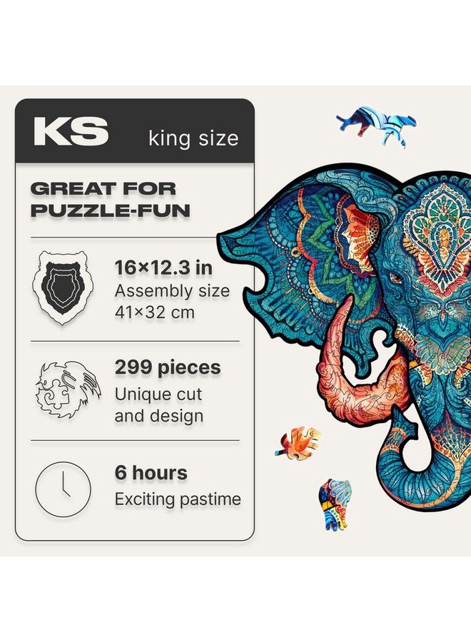 Original Wooden Jigsaw Puzzles Eternal Elephant 299 Pcs King Size 16