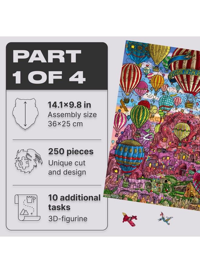 Original + Ic4 Design Wooden Puzzle Jigsaw Puzzle Board Game Quezzle Amazing Cappadocia Part 1 250 Pieces 14.1 By 9.8 Inches…