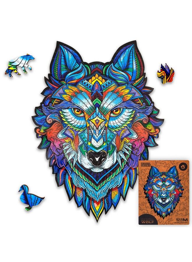 Original Wooden Jigsaw Puzzles Majestic Wolf 185 Pcs Medium 9.7