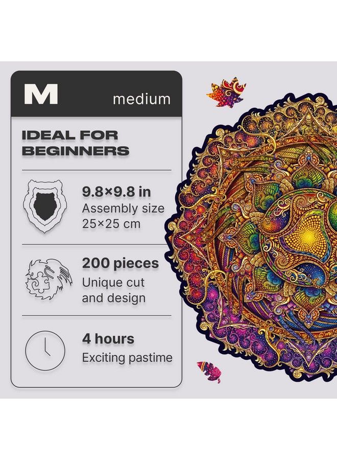 Original Wooden Jigsaw Puzzles Mandala Inexhaustible Abundance 200 Pcs Medium 9.8