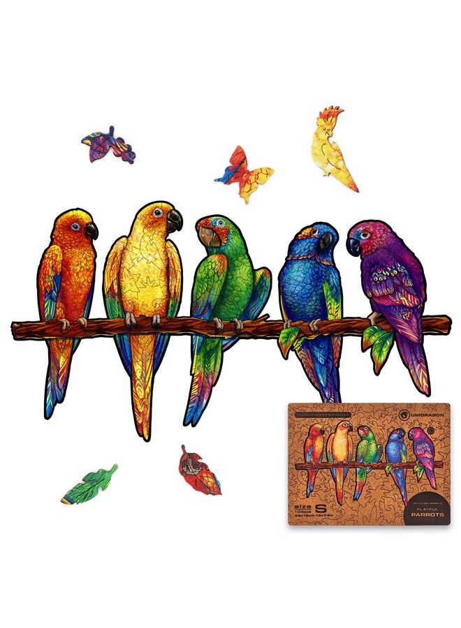 Original Wooden Jigsaw Puzzles Playful Parrots 104 Pcs Small 13