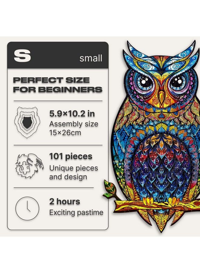 Wooden Jigsaw Puzzles Charming Owl 101 Pcs Small 5.9