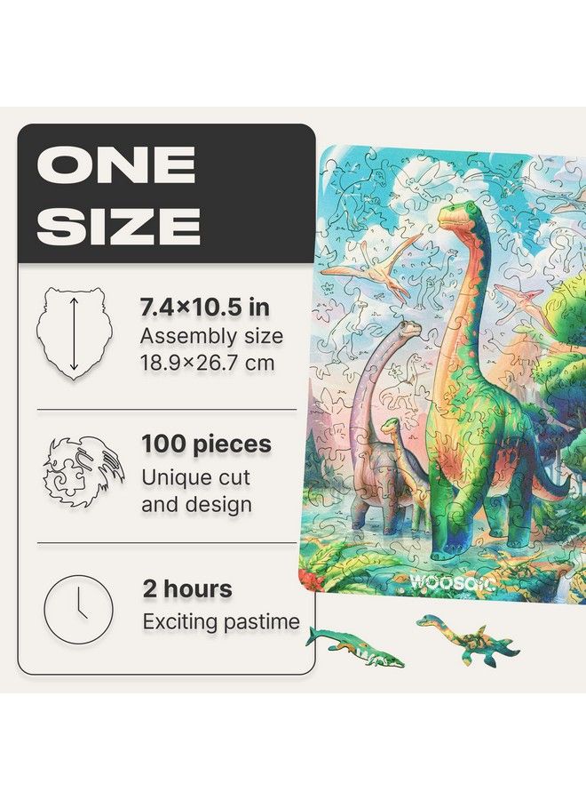 Woosaic Original Wooden Dinosaur Jigsaw Puzzle Diplodocus 100 Pcs 7.4