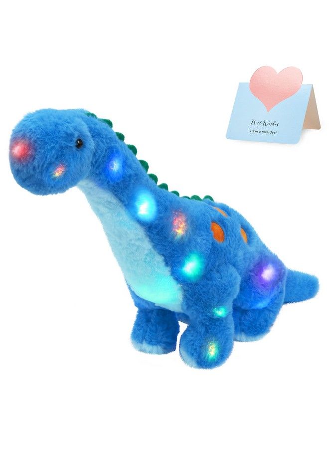 14’’ Light Up Dinosaur Diplodocus Stuffed Animal Floppy Led Plush Toy Night Lights Glow Pillow Long Neck Birthday Gifts For Kids Toddler Girls And Boys Blue