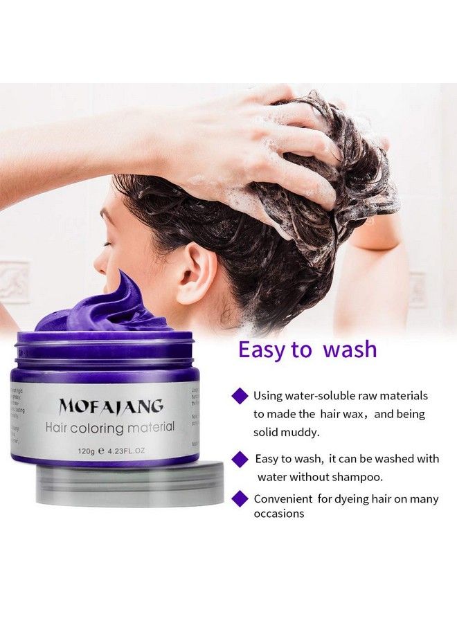 Unisex Disposable Temporary Hair Coloring Styling Hair Mud Disposable Hair Coloring Hair Wax Disposable Hair Cream Halloween Dress Up (Purple)