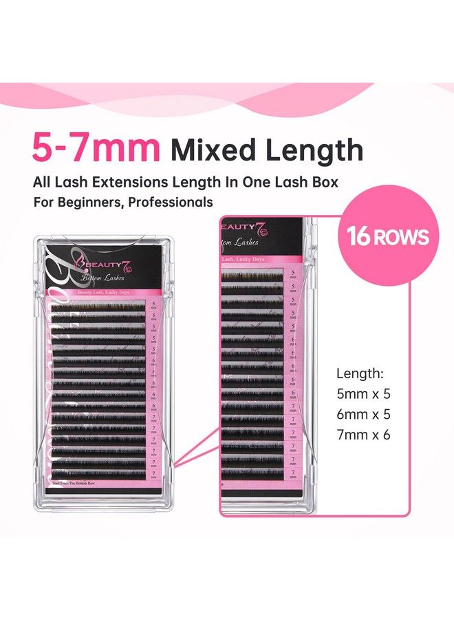 Mixed Volume Under Bottom Lower Individual False Eyelash Extension Tray Matte Synthetic Mink Curl C 0.1Mm Thickness 5 6 7Mm Length