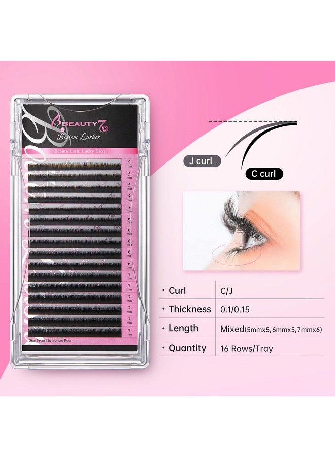 Mixed Volume Under Bottom Lower Individual False Eyelash Extension Tray Matte Synthetic Mink Curl C 0.1Mm Thickness 5 6 7Mm Length