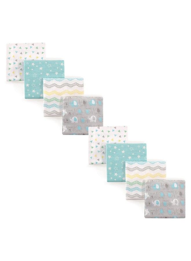 Unisex Baby Cotton Flannel Receiving Blankets Basic Elephant 8Piece One Size
