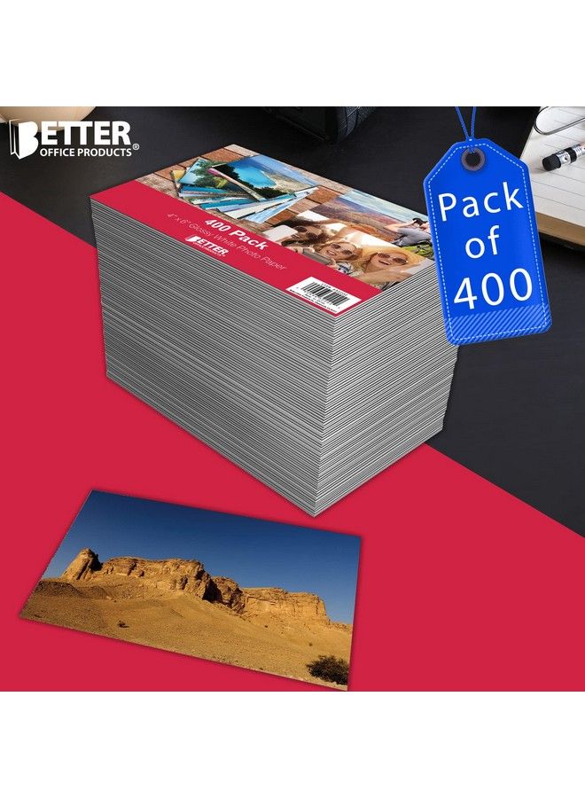 Premium Glossy Photo Paper 4 X 6 Inch 400 Sheets 200 Gsm Better Office Products 4 X 6 400Count Pack