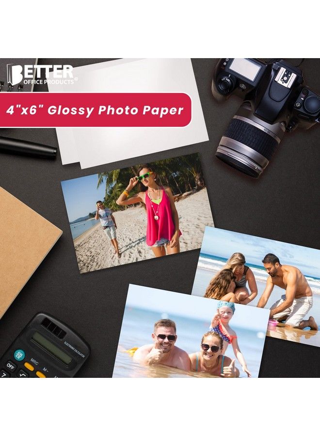 Premium Glossy Photo Paper 4 X 6 Inch 400 Sheets 200 Gsm Better Office Products 4 X 6 400Count Pack