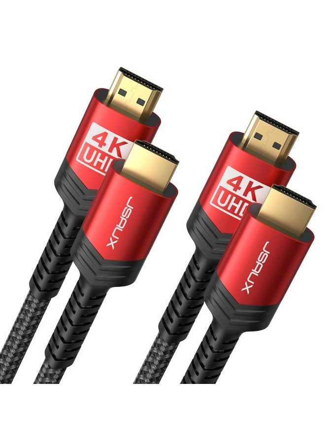 4K Hdmi Cable 2 Pack 3Ft 18Gbps High Speed Hdmi 2.0 Braided Cord 4K 60Hz Hdr 2K 1440P 144Hz 1080P Hdcp 2.2 3D Arc Ethernet Compatible For Monitor Smart Tv Pc Ps5 Ps4 Blu Ray Red