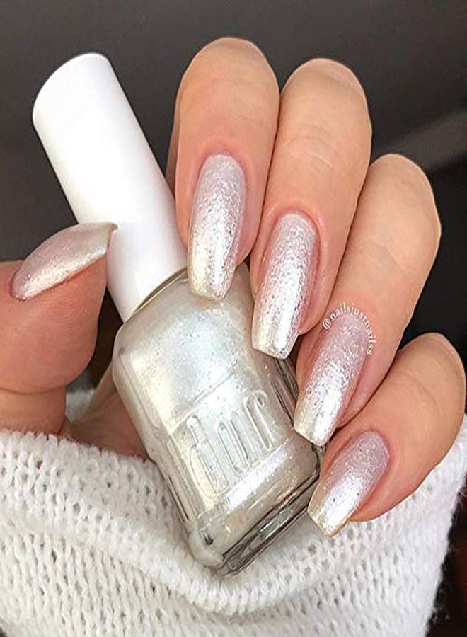 Nail Polish, 758 The Struggle Is Real, White Metallic Glitter Lacquer Opaque Coverage, 0.5 Fl.Oz.