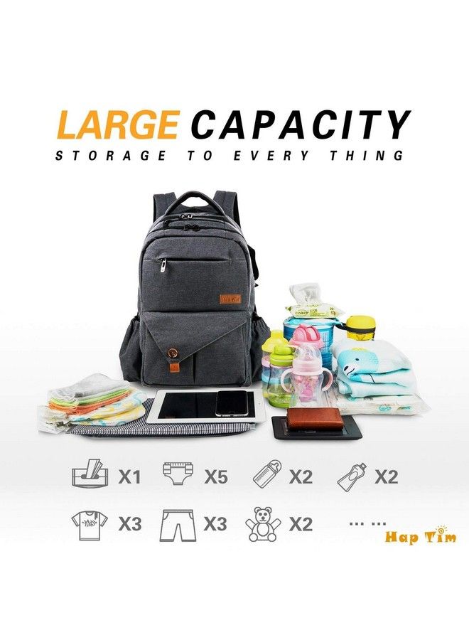 Multi Function Large Baby Diaper Bag Backpack W Stroller Straps Insulated Bottle Pockets Changing Padstylish & Durable(Dark Gray 5284)