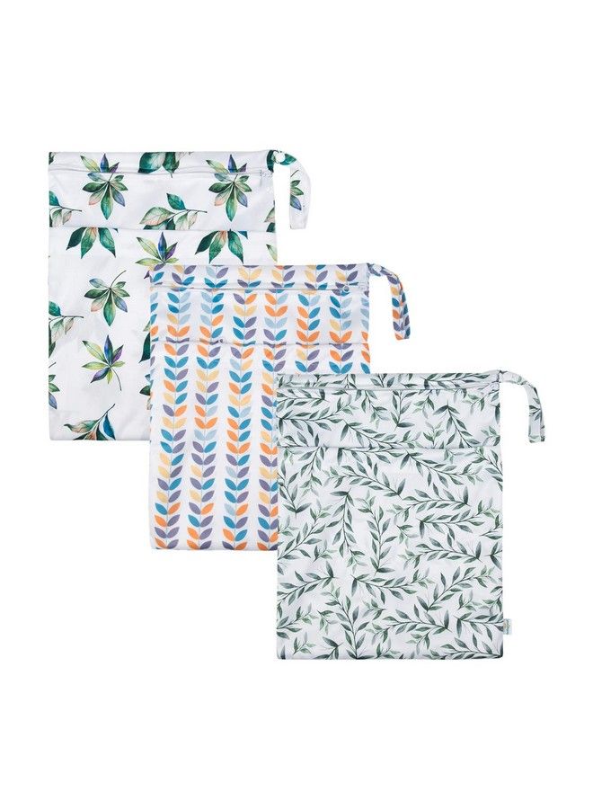 Wet Dry Bags For Baby Cloth Diapers Washable Travel Bags Beach Pool Gym Bag For Swimsuits & Wet Clothes With Two Zippered Pockets 3 Pack 3Ln08