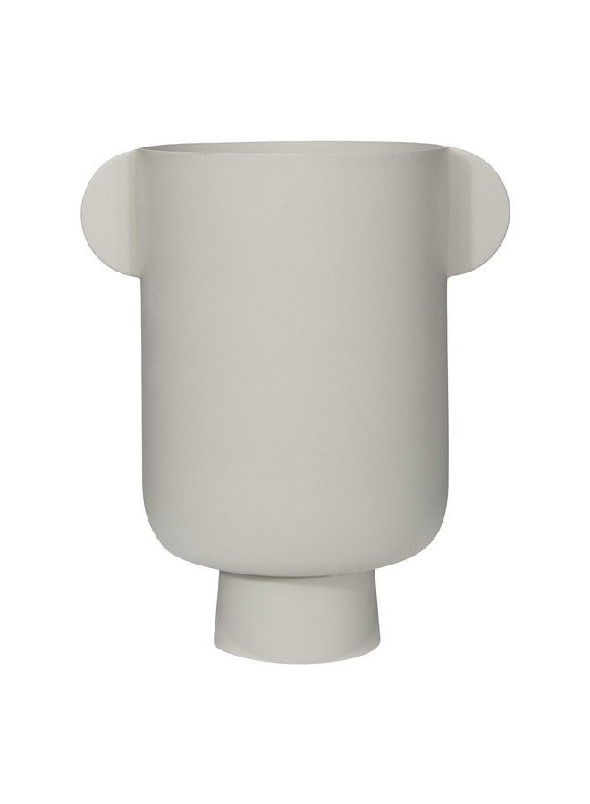 Matte Beige Metal W Handles Vase