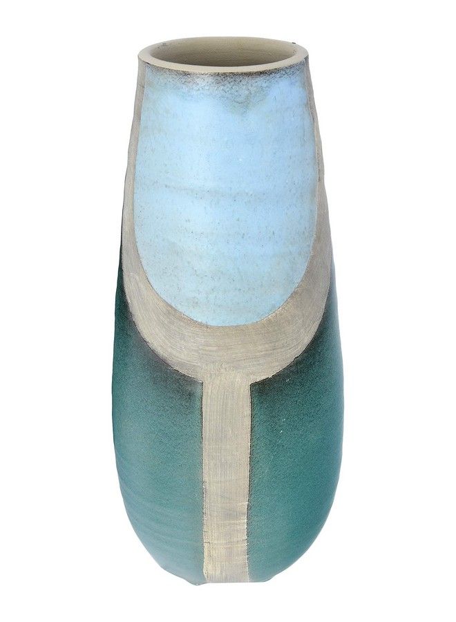 Large Terracotta Handpainted Design Vase Blue