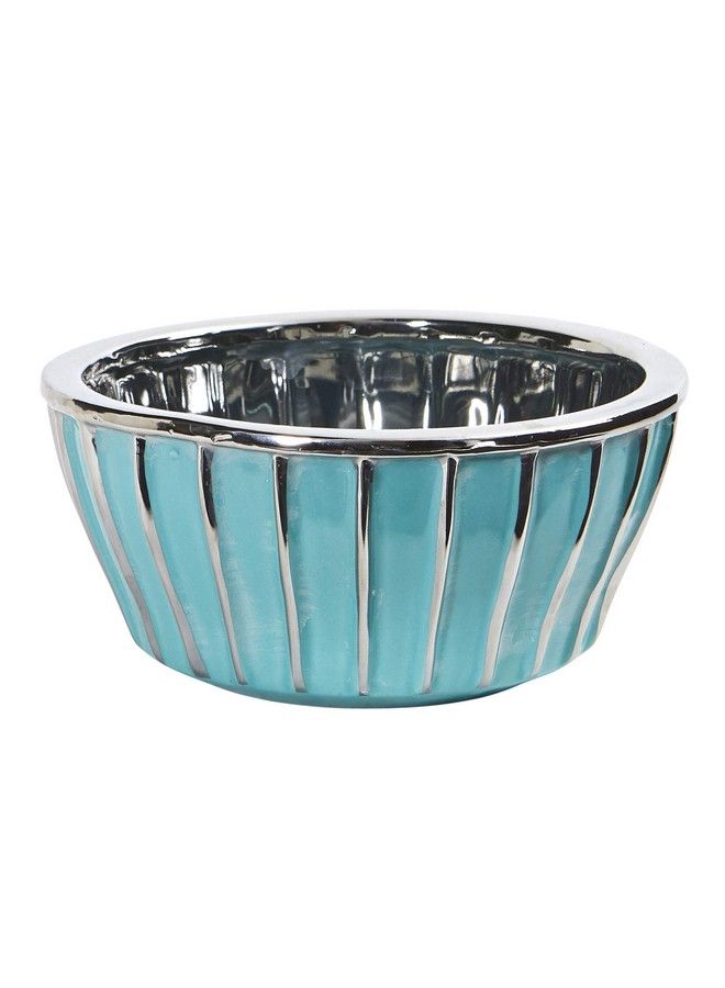 7.25In. Teal Vase With Silver Burnishing