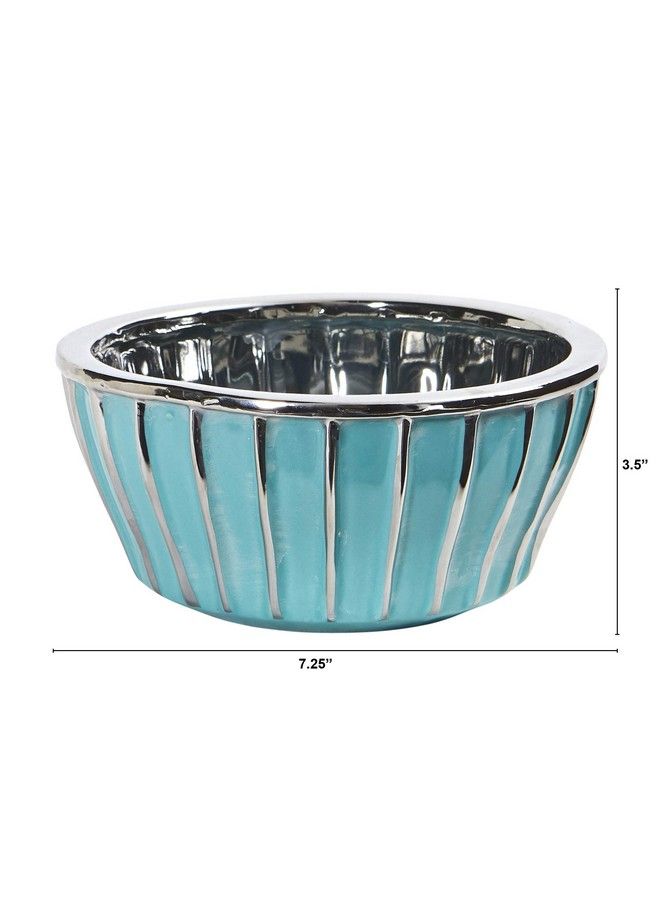 7.25In. Teal Vase With Silver Burnishing