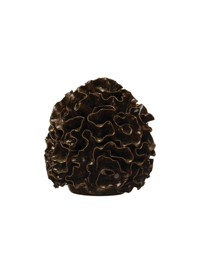 Decorative Stoneware Anemone Sphere Black Reactive Glaze Orb Brown
