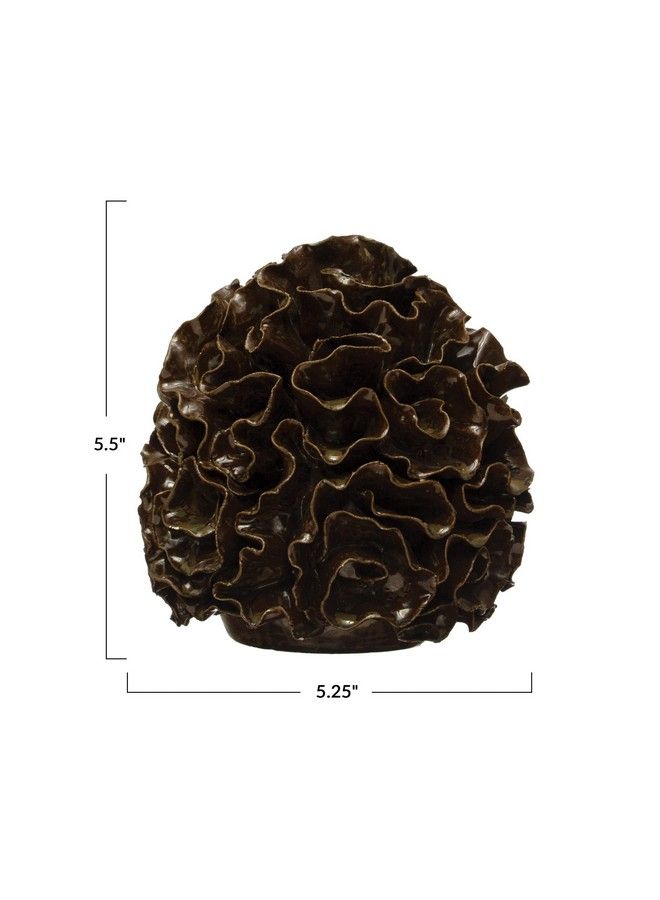 Decorative Stoneware Anemone Sphere Black Reactive Glaze Orb Brown