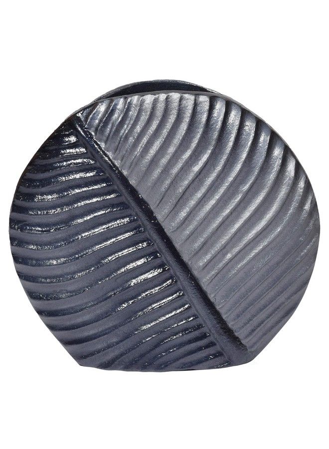 Aluminiumcasted Leaf Shaped Centerpiece Flower Table Vase Two Tone Grey 7.5 Inch