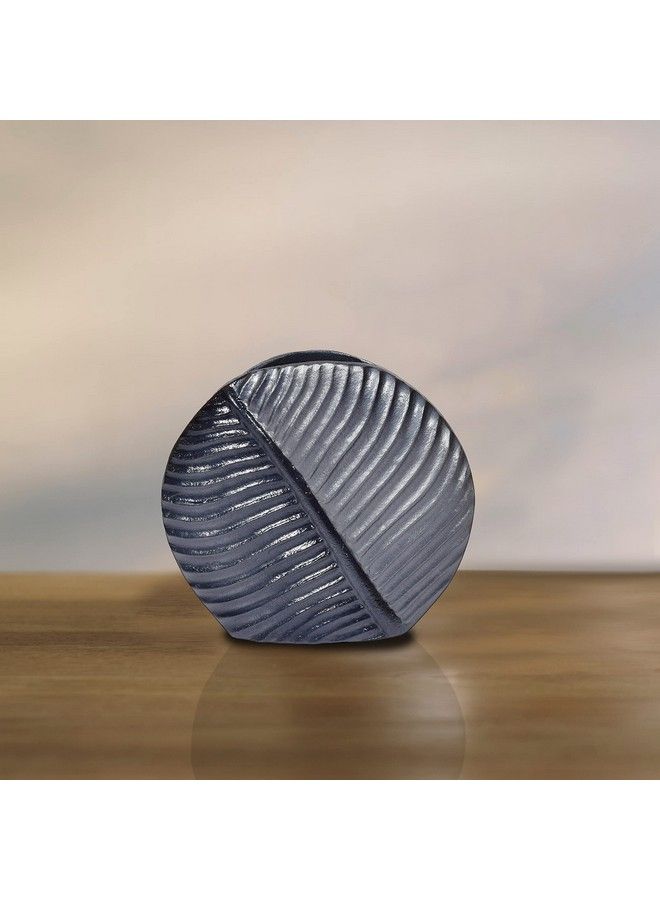 Aluminiumcasted Leaf Shaped Centerpiece Flower Table Vase Two Tone Grey 7.5 Inch
