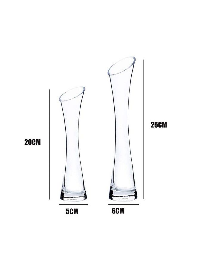 20Cm Small Flower Vase Tall Thin Narrow Necked Glass Vases Clear Mini Mouth Single Stem Vases For Decorative Home Decor Living Room Office And Centerpieces