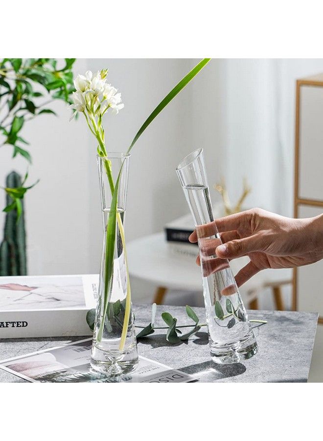 Handmade Blown Bud Vase Clear Small Glass Flower Vase Single Stem Vases For Home Wedding Decor 7.87Inch Height