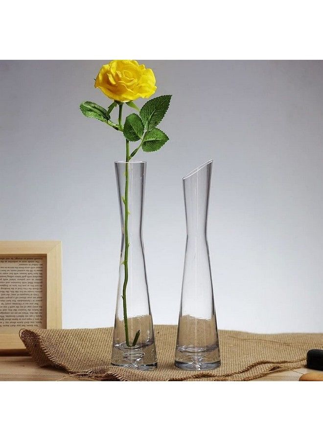 Handmade Blown Bud Vase Clear Small Glass Flower Vase Single Stem Vases For Home Wedding Decor 7.87Inch Height
