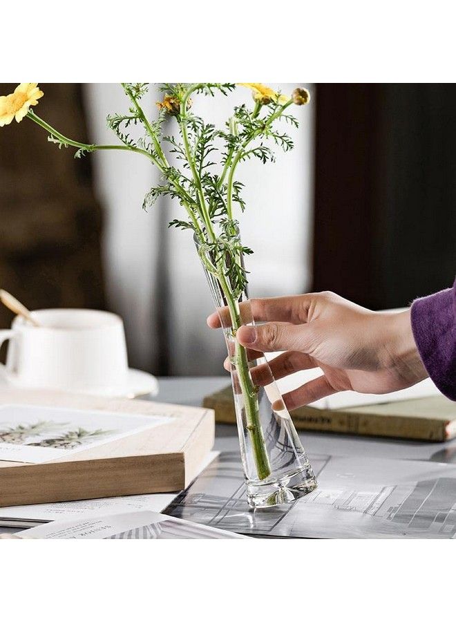 Handmade Blown Bud Vase Clear Small Glass Flower Vase Single Stem Vases For Home Wedding Decor 7.87Inch Height