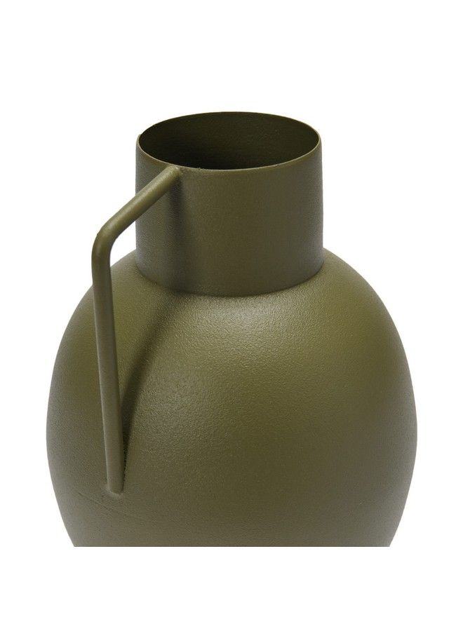 Textured Metal Vase With Handle Celadon