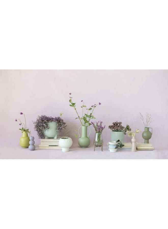 Textured Metal Vase With Handle Celadon