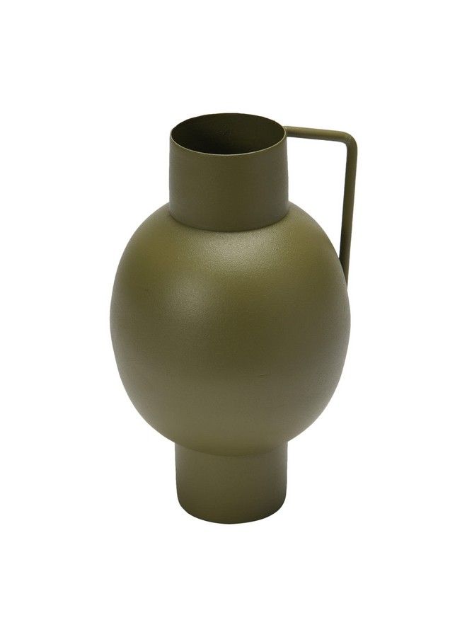 Textured Metal Vase With Handle Celadon