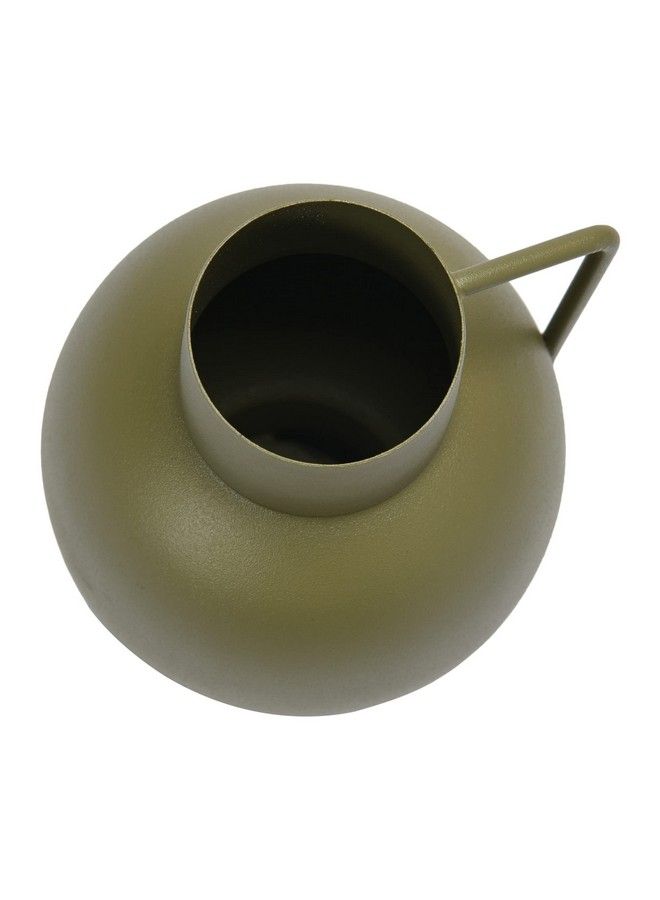 Textured Metal Vase With Handle Celadon