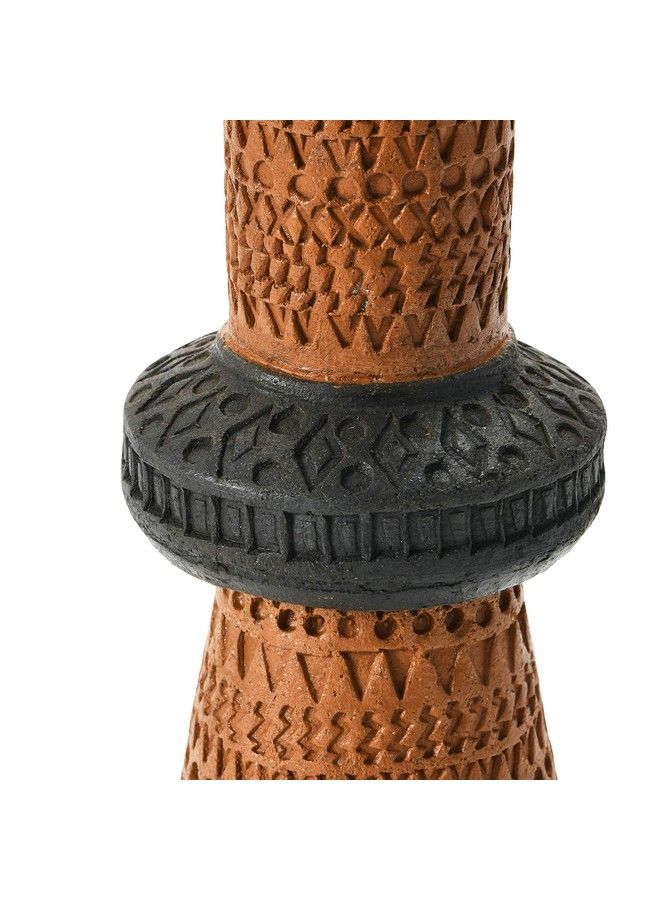 Handmade Debossed Terracotta Color & Black Vase Terracotta & Black