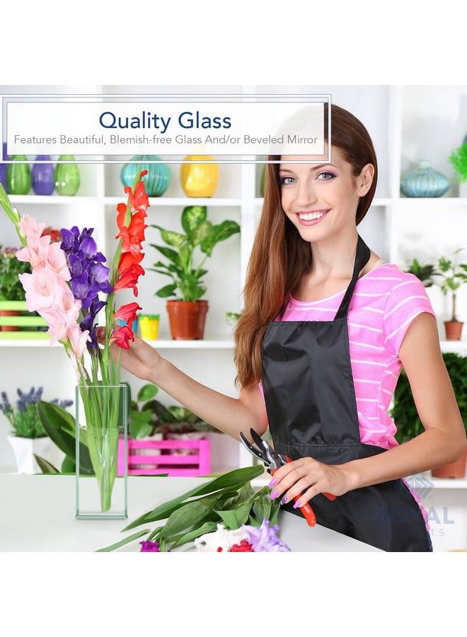 Flower Glass Vase Decorative Centerpiece For Home Or Wedding Tall Rectangle Plate Glass 14