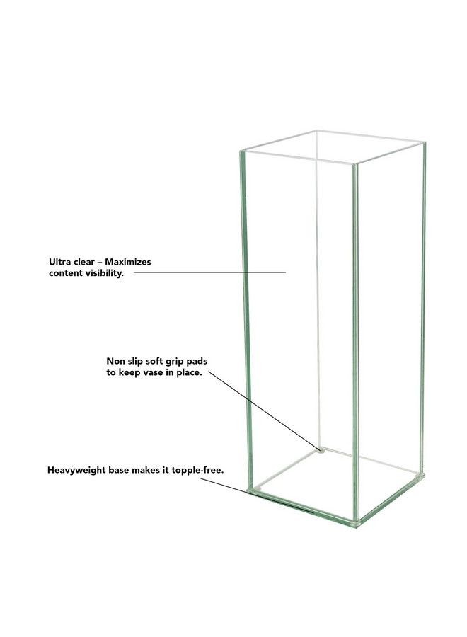 Flower Glass Vase Decorative Centerpiece For Home Or Wedding Tall Rectangle Plate Glass 14