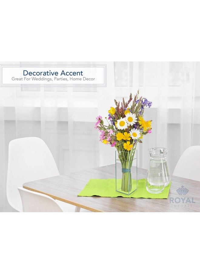 Flower Glass Vase Decorative Centerpiece For Home Or Wedding Tall Rectangle Plate Glass 14