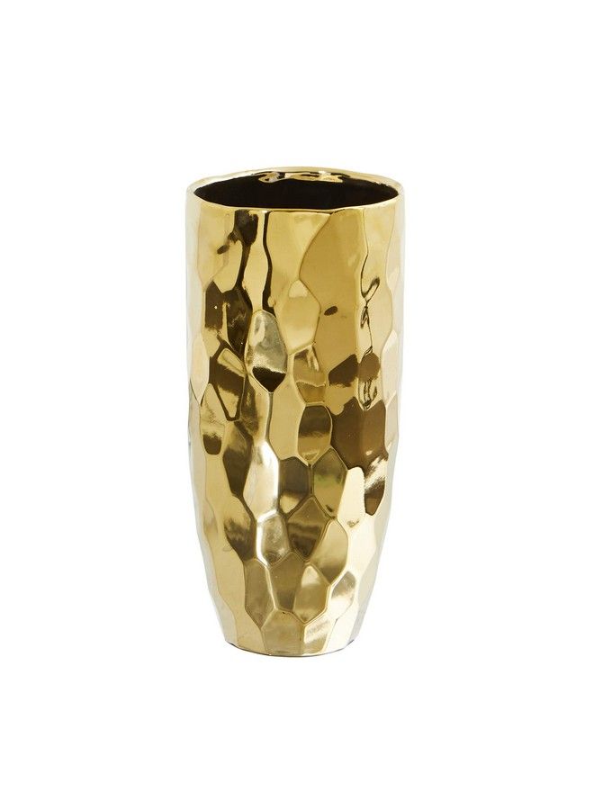10In. Designer Gold Cylinder Vase