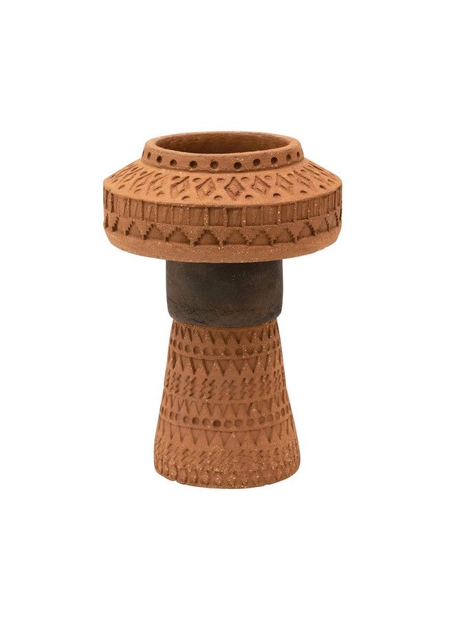 Handmade Debossed Terracotta Color & Black Vase Terracotta & Black
