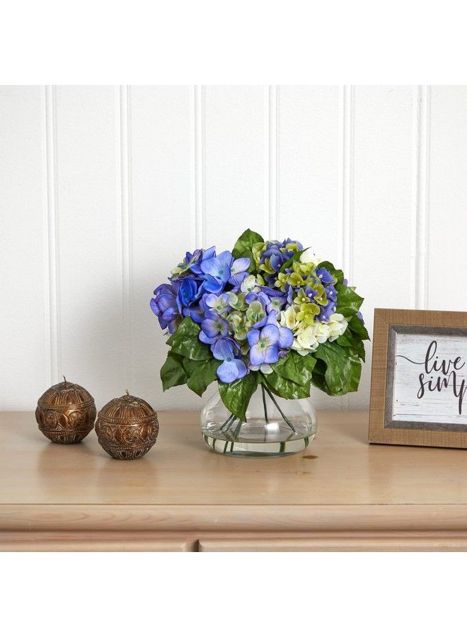 1364Bp Mixed Hydrangea With Vase Blue Purple