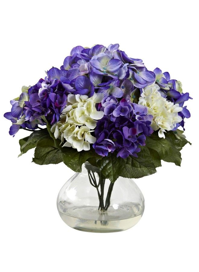 1364Bp Mixed Hydrangea With Vase Blue Purple