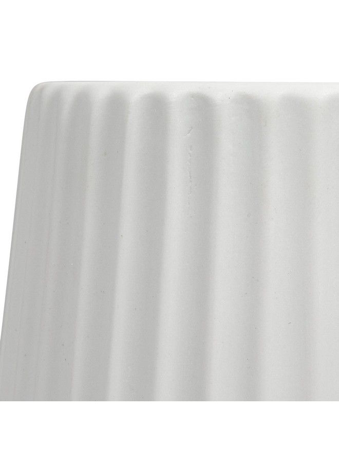 Tall White Ceramic Fluted Vase