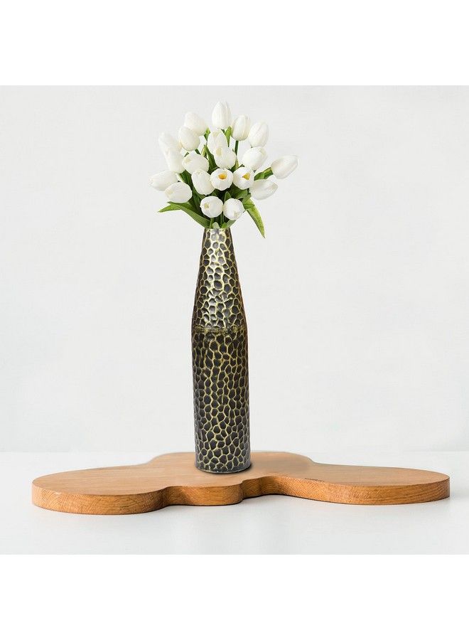 Metal Decorative Centerpiece Flower Table Vase (Black And Gold Large) Qi004130.L