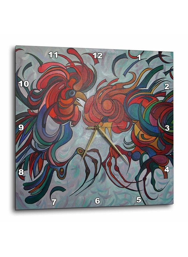 Dpp_46727_3 Fowl Playroosters Farmyard Gamecocks Rooster Animals Cockerel Year Of The Roosterwall Clock 15 By 15Inch
