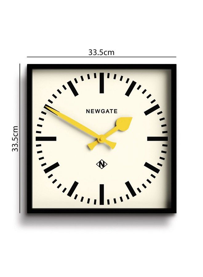 Number Five Railway Wall Clock Square Clock Kitchen Clock Office Clock Retro Clock Designer Clock Station Clock Marker Dial (Yellow Hands)
