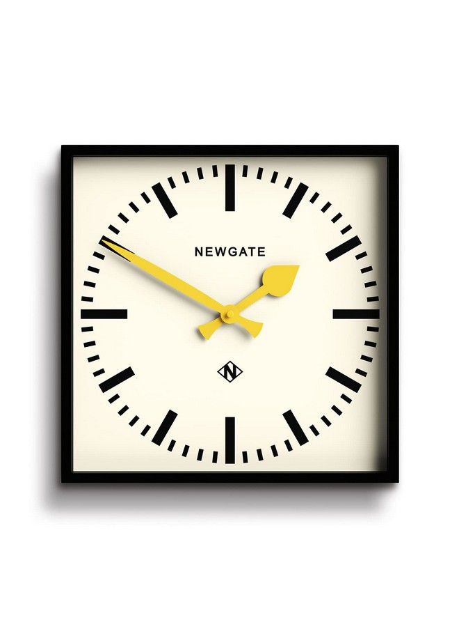 Number Five Railway Wall Clock Square Clock Kitchen Clock Office Clock Retro Clock Designer Clock Station Clock Marker Dial (Yellow Hands)
