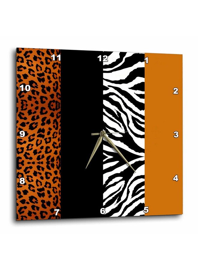 Dpp_35442_3 Orange Black And White Animal Printleopard And Zebrawall Clock 15 By 15Inch