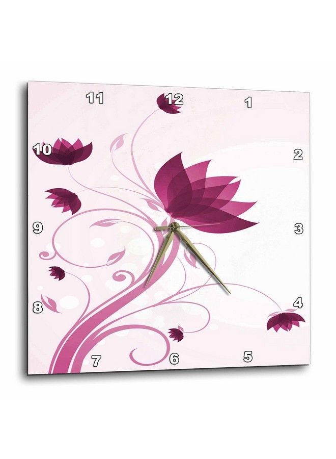 Dpp_101513_2 Pretty Pink Flower With Swirly Stemwall Clock 13 By 13Inch