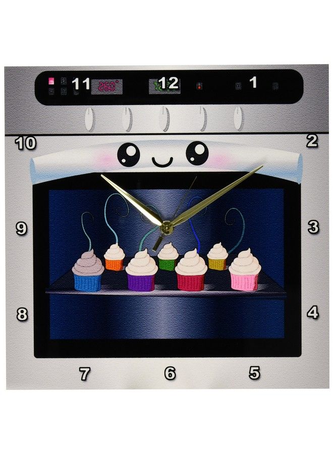 Dpp_58309_2 Cute Kawaii Happy Smiling Oven Filled With Baking Cupcakesfor Chefs Foodies And Cooking Fanswall Clock 13 By 13Inch